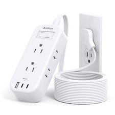 Extension Cord 15 ft - Power Strip Surge Protector, Flat Plug with 6 AC Outle...