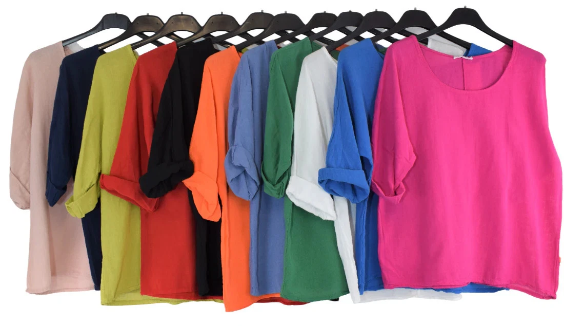 Ladies Italian Lagenlook Lightweight Summer Scoop Neck Short Crop Top