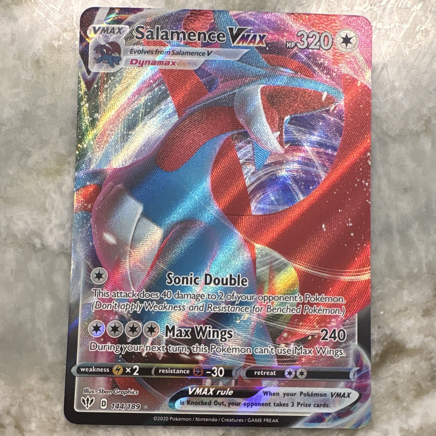 Pokemon TCG Salamence VMAX 144/189 Darkness Ablaze Ultra Rare Holo English