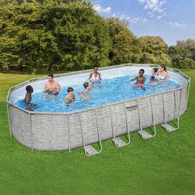 Bestway Power Steel 22 L x 12 W x 52  H Above Ground Pool Set