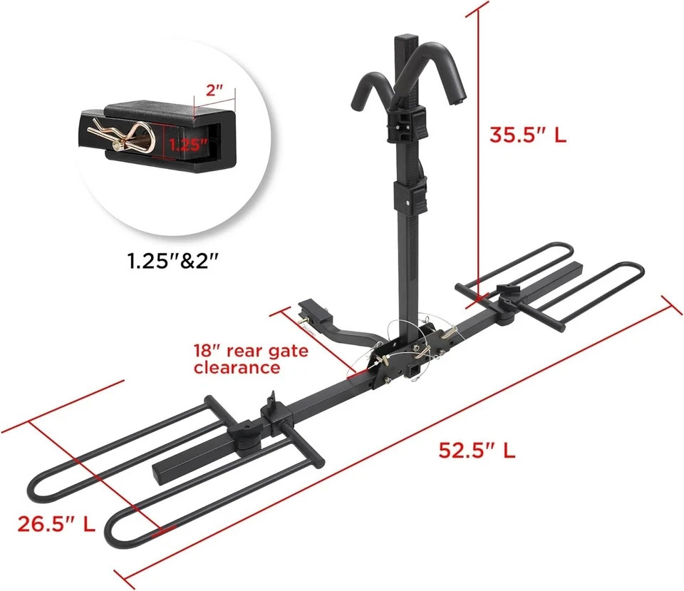 2 Bike Rack Carrier Vehicle Mount Truck Hitch Heavy Duty Folding w/ Lock NEW