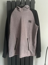 canterbury mens hoody grey/black size small with front zip kangaroo pocket