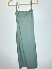 Lillusory Women's Gray Solid Full Slip Spaghetti Strap Slip, Size S, Celadon