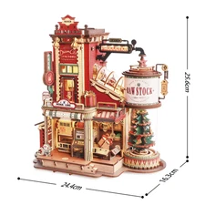 Rokr Wooden Music Box Christmas Dream Gift Factory 3D Wooden Puzzles Wooden Mode