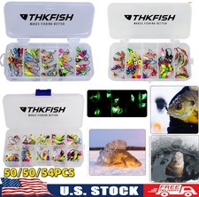 50/54Pcs Ice Fishing Jigs Winter Ice Fishing Lures Jigs Head Hooks Fishing Kit