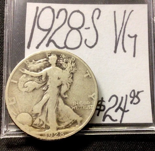 1928 S Walking Liberty Silver Half Dollar VG! ENN Coins
