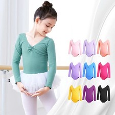 Long Sleeve Ballet Leotard Girls Cotton Dance Bodysuit Gymnastic Leotard