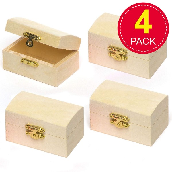 Mini-Schatztruhen Holz 4Er Set Zum Bemalen & Dekorieren FüR Kinder - Baker Ross-image