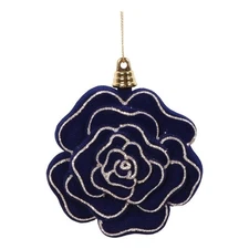 Vickerman 4" Midnight Blue Flower Ornament 4/Bag