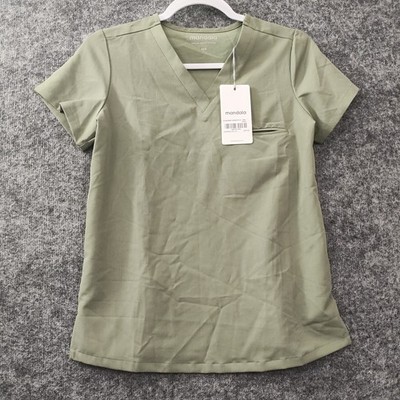 Mandala 1 Pocket Top Scrub Women XXS Green Medical Lab Nurse MD Veterinary New