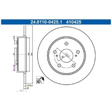 2x ATE Scheibenbremse hinten 4243102320 24.0110-0425.1