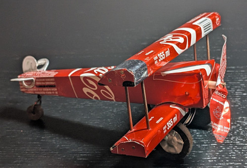 Coca-Cola Coke Tin Can Plane HANDCRAFTED 8 inches Long