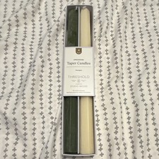 Threshold Studio McGee Unscented Hexagon Taper Candles 10in 4pk Green/Cream