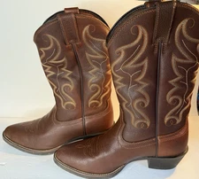 Justin Boots Mens Style 2565 Brown Leather Western Cowboy Stitch - Size US 10D