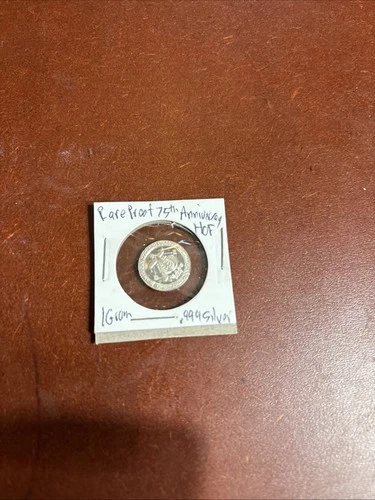 Rare Proof 1 One Gram .999 Silver 75th Anniversary Of Baseball Hall Of Fame
