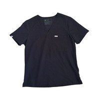 FIGS Technical Collection Women's Black V-Neck Scrub Top Short Sleeve Size M