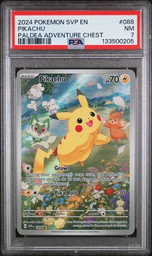 2024 POKEMON SVP EN-SV BLACK STAR PROMO PALDEA ADVENTURE CHEST PIKACHU PSA 7