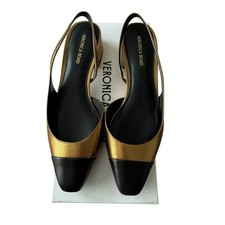 Veronica Beard Cecile Half d  Orsay Slingback Pump In Dark Gold/Black Size 7.5 M