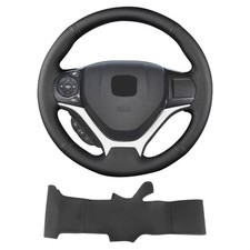 Hand Stitch Steering Wheel Cover on Wrap with Microfiber Leather Fit for Hond...
