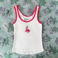 UO Kewpie Devil Lace Trim Ribbed Printed Graphic Tank Top ❤️