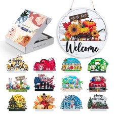 Welcome Sign for Front Door: 13pcs Interchangeable Fall Decor - Housewarming ...