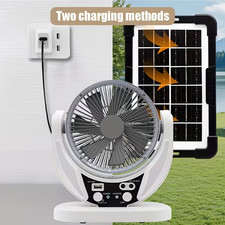 607 Solar Charging Outdoor Camping Fan  Solar Panel or USB Charging, LED Light