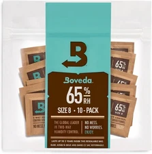 “Boveda 65% Humidity Control Packs – Size 8, 10-Pack for Small Travel Boxes”