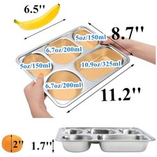 Stainless Steel Divided Plates Tray - Set of 3