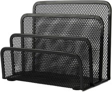 Desk Mail Organizer, File Holder Letter Sorter with 3 Vertical Upright Metal Mes