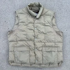 VTG Tempco Brown Puffer Quilted Goose Down Insulated Vest Brown Snap Western XL