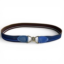 Reversible Vintage Striped Belt Metal Buckle Colorful Thin Stretch Elastic