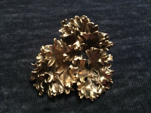 VINTAGE Eggert Denmark Signed Sterling Silver Vermeil Parsley pin/brooch