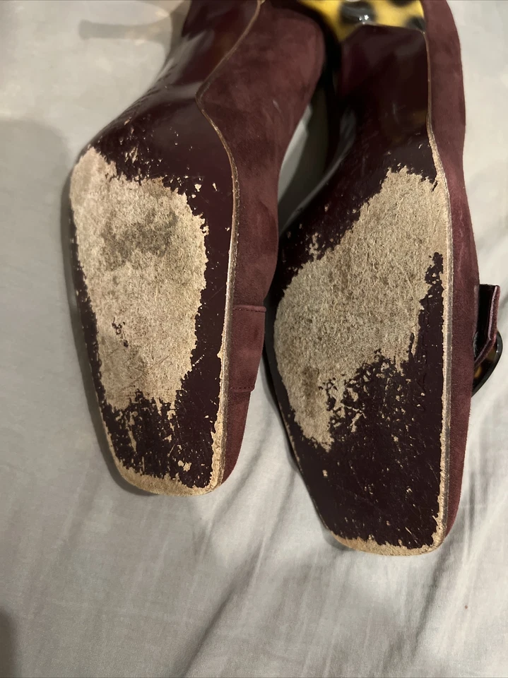 Zapatos de salón Via Spiga de gamuza granate para mujer talla 8,5 M hechos en Italia Foto 3 de 4