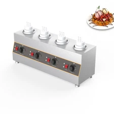 110V Electric Sauce Warmer Cheese Sauce Pump Dispenser 650ml*4 Jam Warmer 640W