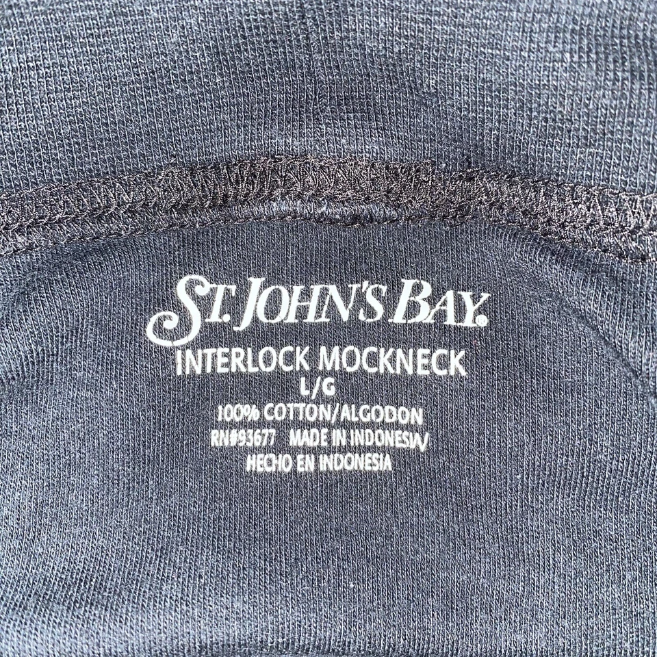 Cuello tortuga falso negro manga larga St. Johns Bay vintage para hombre talla L grande Foto 4 de 4