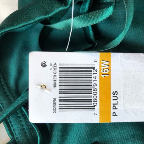 City Studio Womens Gown Size 16W Hunter Green Embellished Satin Spaghetti Strap - Picture 11 of 16