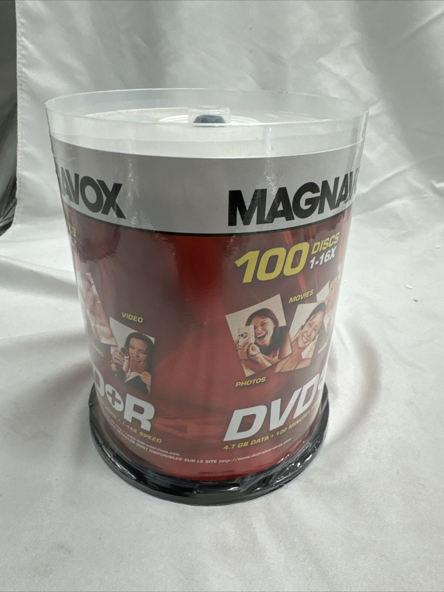 NEW Magnavox DVD+R 100 Pack 1-16x 4.7 GB 120 Min Discs Movies