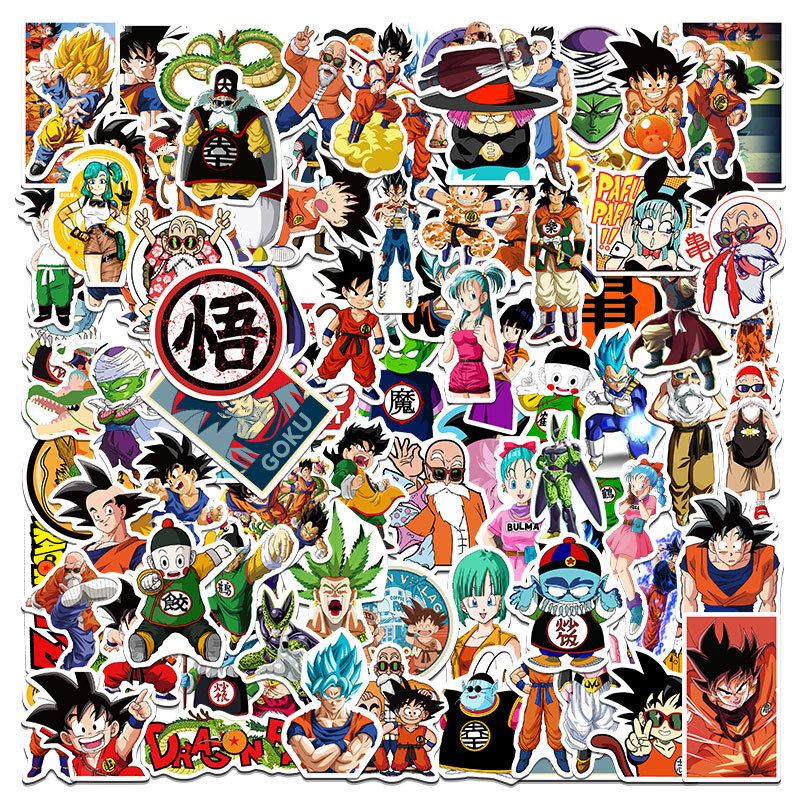 100 Piezas Anime Dragon Ball Z Super Saiyan Goku Vegeta Piccolo Pan Bulma Pegatina DBZ