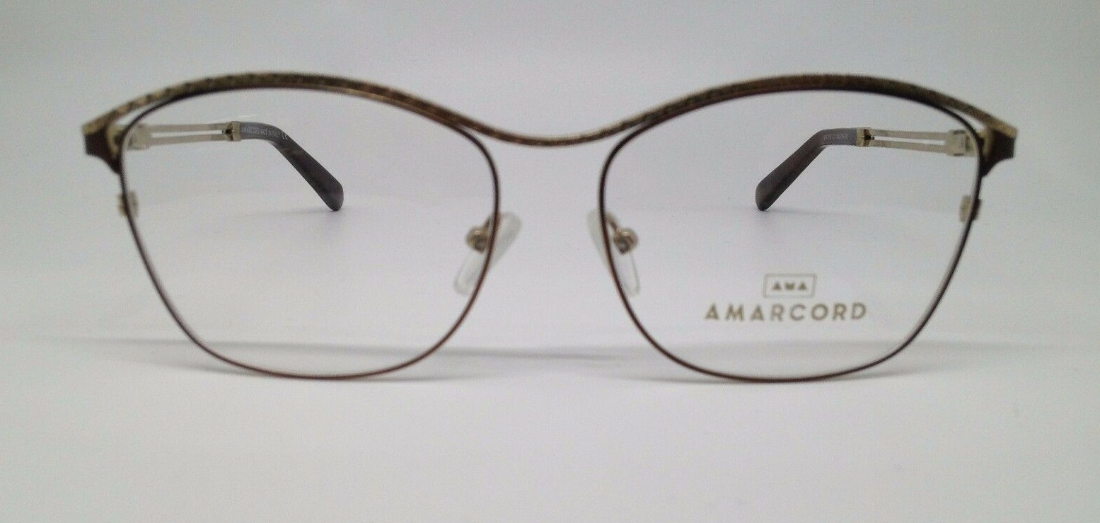 Amarcord AM015 Gold/Brown Col.1 Metal Eyeglasses Frame 54-16-140 Italy New RX
