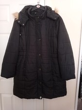 Womens Size 26/28 Black Parka Coat With Fur Trim Hood From Evans. Barely Used