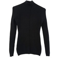Alex Marie Size S Women's Black Cashmere Mock Neck Rib Knit Long Sleeve Sweater