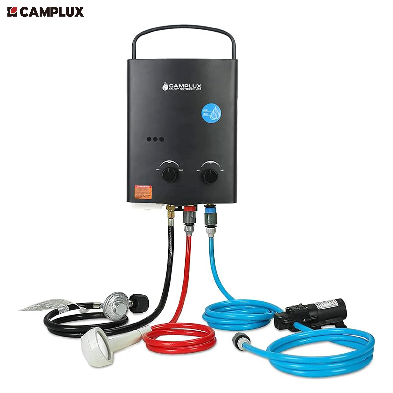 Camplux 5L Tankless Gas Hot Water Heater w/ 12V Pump Kit Outdoor