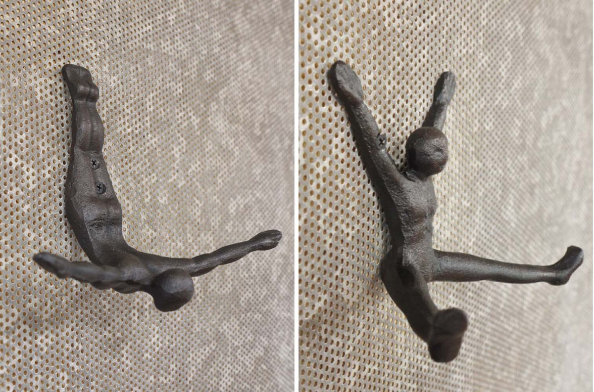 Coat Hooks Diving Stretching Man Double Wall Hooks Hanger Hat Bag Robe Metal