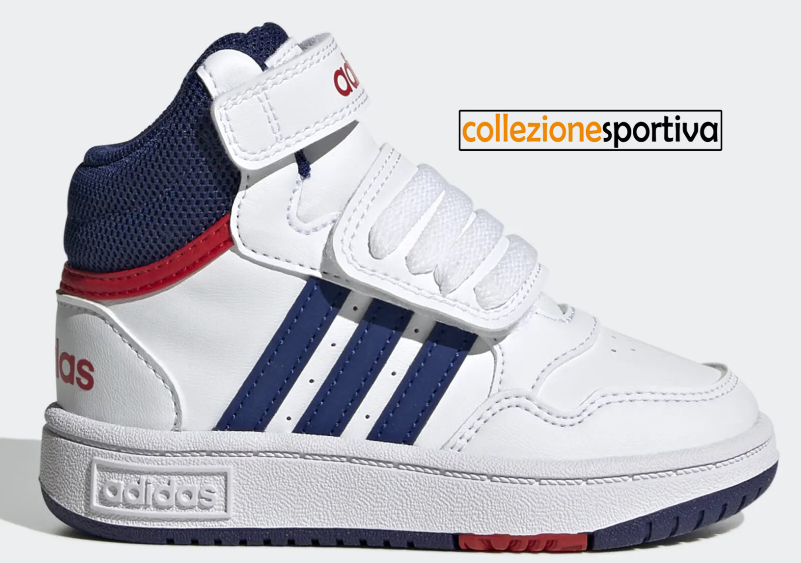 SCARPE BAMBINO/BAMBINA ADIDAS HOOPS MID 3.0- GZ9650 col.bianco/blu/rosso