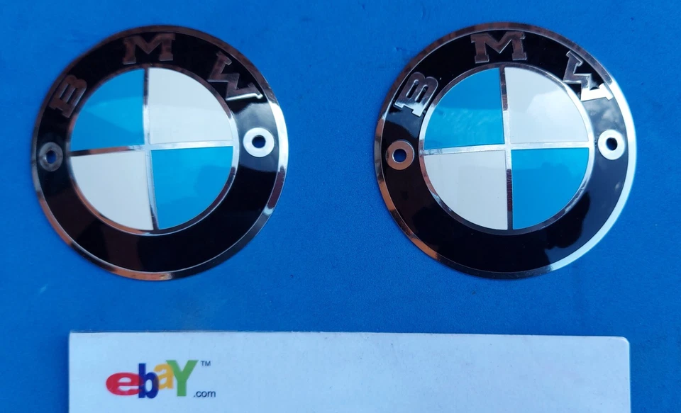 BMW EMBLEMA TANQUE GASOLINA NUEVO 70MM 2 UNIDADES BMW LOGO TANQUE R45 R50 R60 R75 R80 R90 R100 Foto 3 de 4