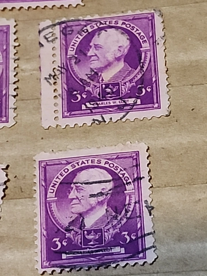 SC #871 1940 Charles Eliot Famous American Educators 3c Set Of 5 USED - #E225 - Image 3 of 4