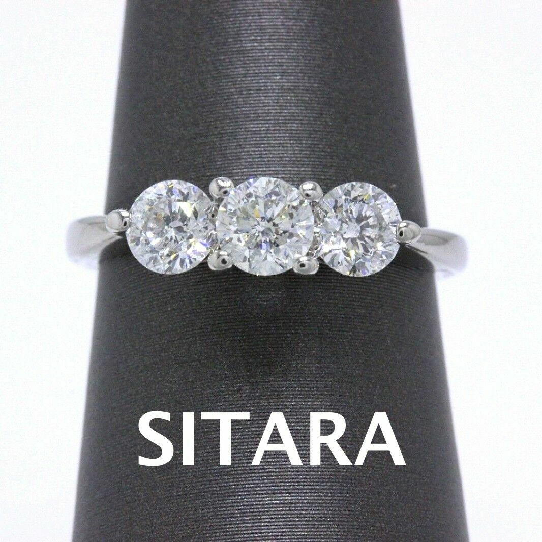 Sitara 3 Stone Diamond Engagement Ring Round 1.04 ct 14k White Gold