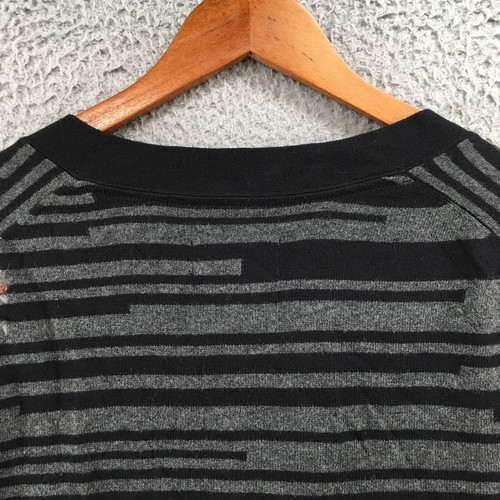 Shaquille O'Neal Button Up Cardigan Sweater Mens XL Gray Cotton Blend Stripe NEW - Picture 9 of 17
