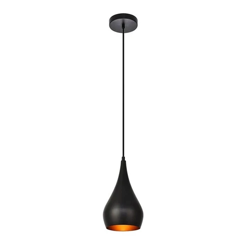 Living District Nora 1-Light Transitional Aluminum Pendant in Black - Picture 1 of 6