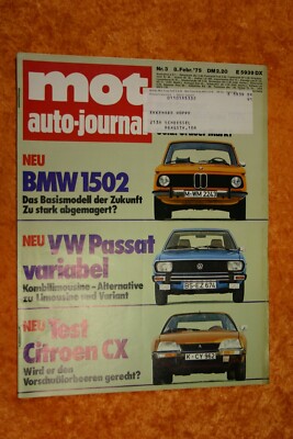 MOT 3/75 Citroen CX 2000 BMW 1502 Mercedes  450 SLC Alfasud VW Passat Variant